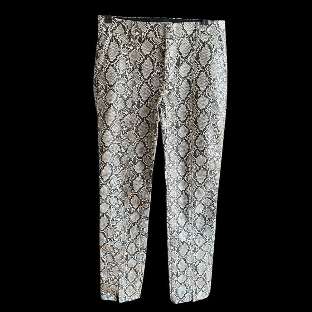 Zara Black and White Faux Leather Animal Print Pants Size 29